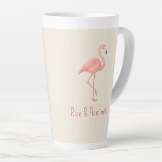 Rise & Flamingle Flamingo – Zacht beige tropisch Latte Mok (Rechterhoek)