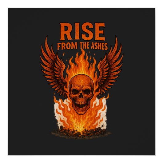 Rise From The Ashes – Flaming Skull with Fiery Perfect Poster (Voorkant)
