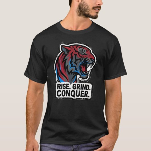 Rise Grind Conquer Tijger T-Shirt – Beheers het Pa (Voorkant)