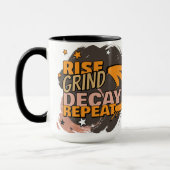 Rise Grind Decay Repeat - Grappige schedel Hallowe Mok (Links)
