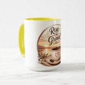 Rise & Grind Grappige Koffieliefhebber Mok (Voorkant links)