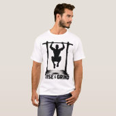 Rise & Grind | Intense Calisthenics Pull-Up Silhou T-shirt (Voorkant volledig)