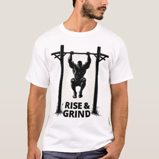 Rise & Grind | Powerful Pull-Up Calisthenics T-shirt (Voorkant)