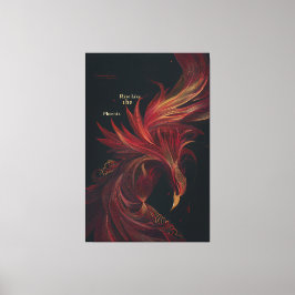 Rise Like the Phoenix Golden Line Art Canvas Afdruk