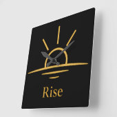 Rise — Minimalist Sunrise Vierkante Klok (Hoek)