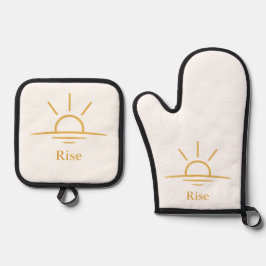 Rise — Minimalistische zonsopgang Ovenwant & Pannenlap Set