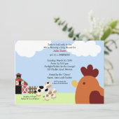 Rise 'n-shine Barnyard Koe Chicken Baby shower Kaart (Staand voorkant)