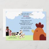 Rise 'n-shine Barnyard Koe Chicken Baby shower Kaart (Voorkant / Achterkant)