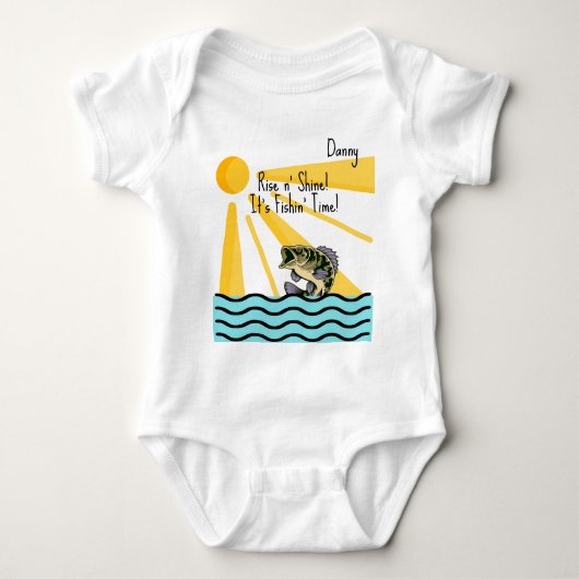 "Rise n' Shine! Het is tijd voor vissen!" Custom Romper (Voorkant)