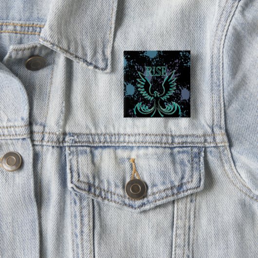 Rise Phoenix Vierkante Button 5,1 Cm (In situ)