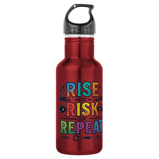Rise, Risk, Repeat – Motiverende Typografie T-Shir Waterfles (Voorkant)