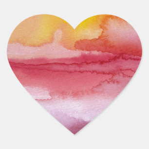 Rise - Rood Abstract Ombre Waterverf Sunsrise Hart Sticker