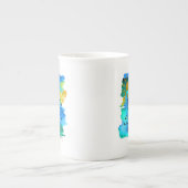 Rise & Shine Blue Sky Hand geschilderd Porselein Kop (Voorkant)