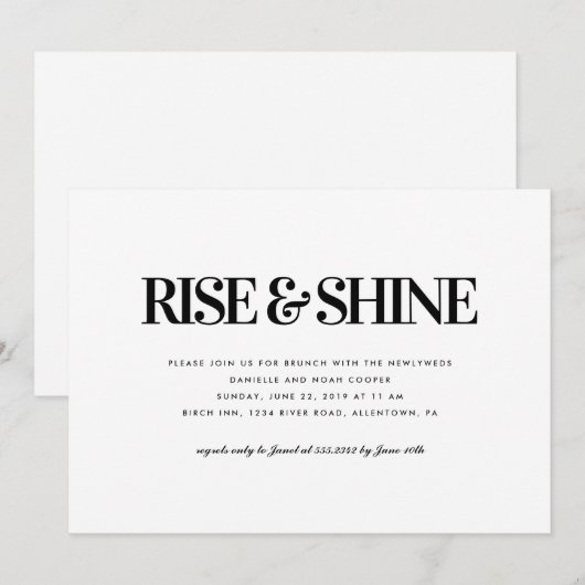 Rise & Shine Brunch Invitation Kaart (Voorkant / Achterkant)