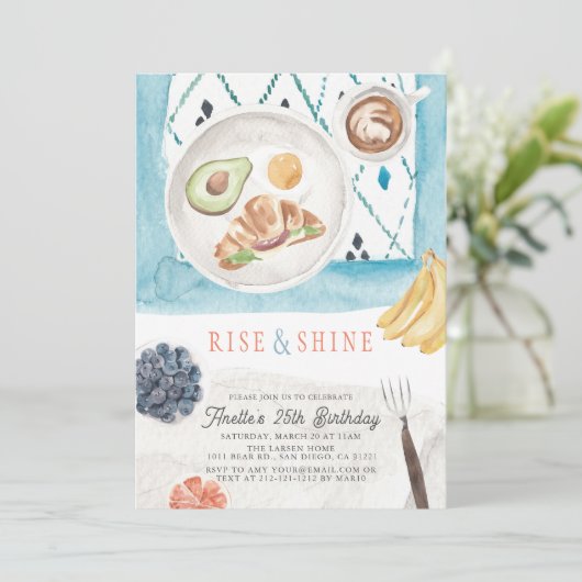 Rise & Shine Brunch PJ Waterverf Birthday Kaart (Staand voorkant)