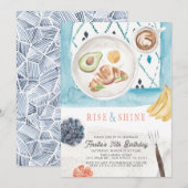 Rise & Shine Brunch PJ Waterverf Birthday Kaart (Voorkant / Achterkant)