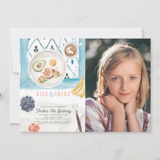 Rise & Shine Brunch Waterverf Kinderen Birthday Fo Kaart (Voorkant)