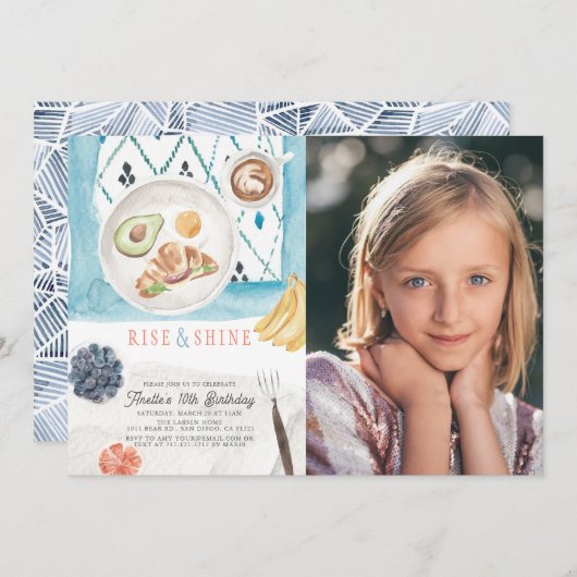 Rise & Shine Brunch Waterverf Kinderen Birthday Fo Kaart (Voorkant / Achterkant)