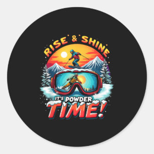 Rise & Shine Het Is Poedertijden Ski Bril Skiën Ronde Sticker