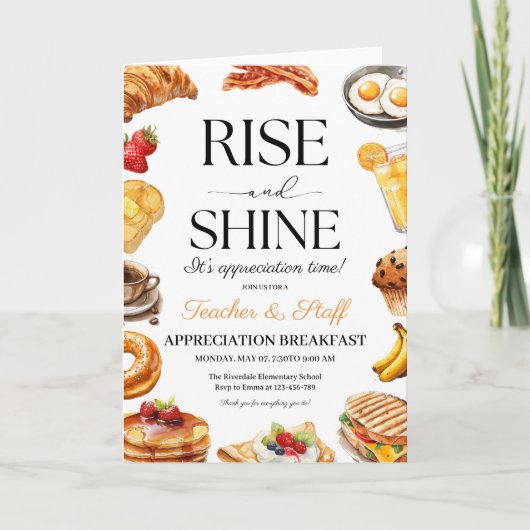Rise & Shine Leraar Waardering School Ontbijt (Voorkant)