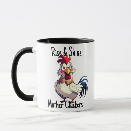 Rise & Shine Mother Cluckers Rooster Ochtend Oproe Mok (Links)