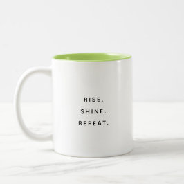 Rise Shine Repeat Typography Modern Two-Tone Mug Tweekleurige Koffiemok