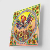 RISE & SHINE ROOSTER DOOR SHARON SHARPE VIERKANTE KLOK (Hoek)