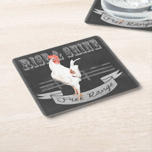 Rise & Shine Rooster Kartonnen Onderzetters (Schuin)