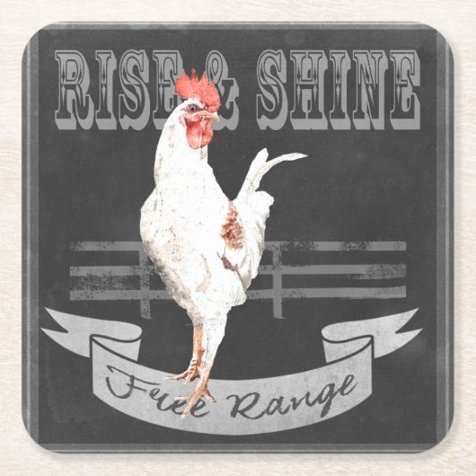 Rise & Shine Rooster Kartonnen Onderzetters (Voorkant)