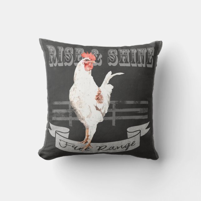 Rise & Shine Rooster Kussen (Voorkant)