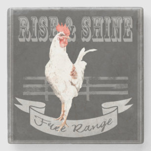Rise & Shine Rooster Stenen Onderzetter