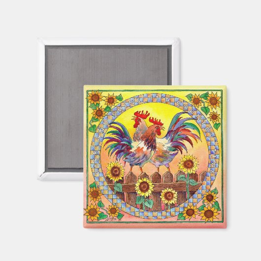 RISE & SHINE ROOSTERS VAN SHARON SHARPE MAGNEET (Voorkant / Achterkant)