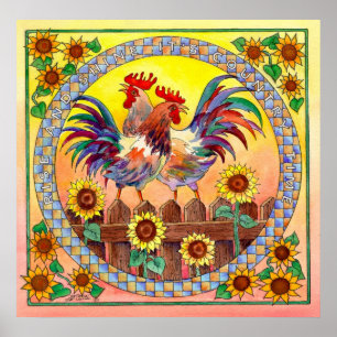 RISE & SHINE ROOSTERS VAN SHARON SHARPE POSTER