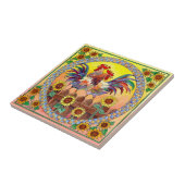 RISE & SHINE ROOSTERS VAN SHARON SHARPE TEGELTJE (Zijkant)