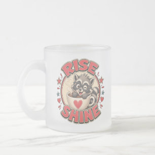 Rise & Shine Wasbeer Koffieliefhebber Illustratie Matglas Koffiemok