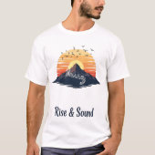 Rise & Sound - Mountain Sunset met Muzieknoten T-shirt (Voorkant)