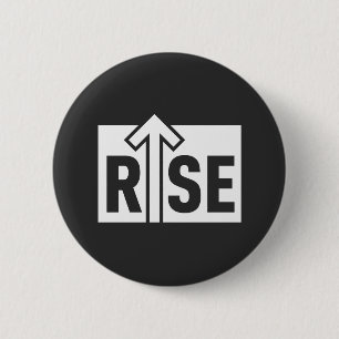 Rise Typografisch Opkleurend Zwart T-shirt Ronde Button 5,7 Cm