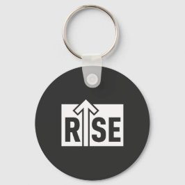 Rise Typografisch Opkleurend Zwart T-shirt Sleutelhanger