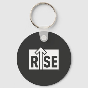 Rise Typografisch Opkleurend Zwart T-shirt Sleutelhanger