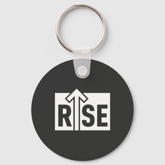 Rise Typografisch Opkleurend Zwart T-shirt Sleutelhanger (Voorkant)