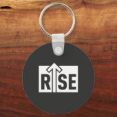 Rise Typografisch Opkleurend Zwart T-shirt Sleutelhanger (Voorkant)