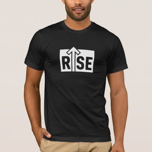 Rise Typografisch Oplichter Clean Black T-Shirt (Voorkant)