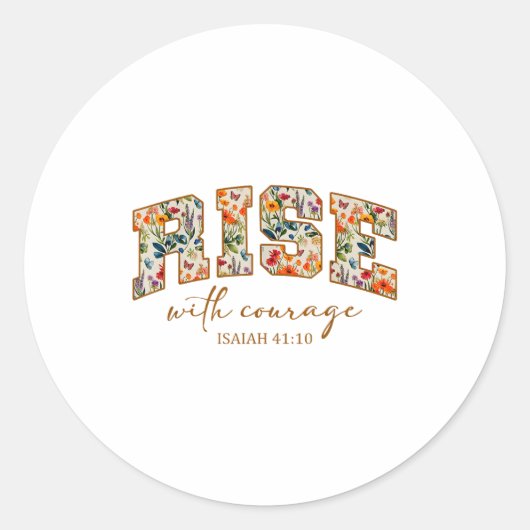 Rise With Courage Christian Religion Bible Scriptu Ronde Sticker (Voorkant)