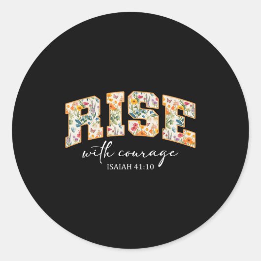 Rise With Courage Christian Religion Bible Scriptu Ronde Sticker (Voorkant)