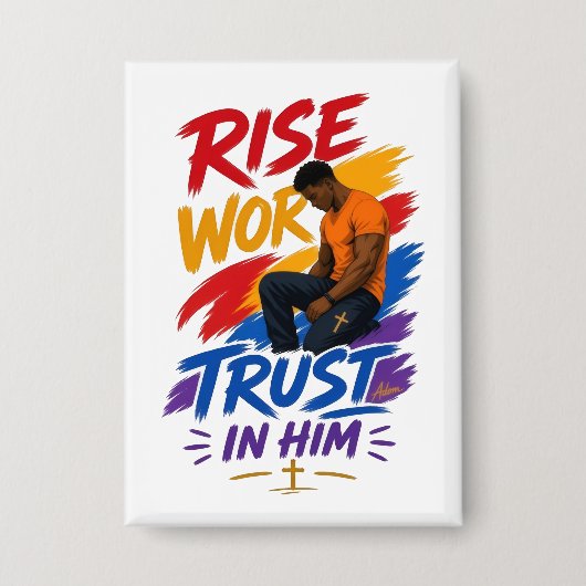 Rise Work Trust In Him Grafisch Dames T-Shirt Button (Voorkant)