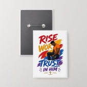 Rise Work Trust In Him Grafisch Dames T-Shirt Button (Voorkant / Achterkant)