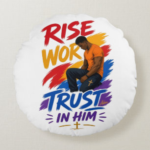 Rise Work Vertrouw Op Hem Grafische Dames T-Shirt Rond Kussen