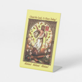 Risen Christus in een fluiter van Butterflies Pase Reclamebord Met Voetstuk