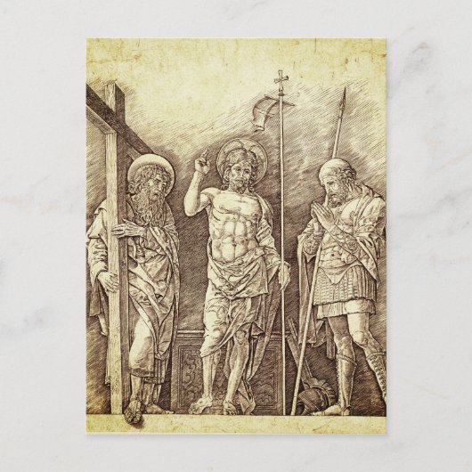 Risen Christus tussen St. Andrew en St. Longinus Briefkaart (Voorkant)
