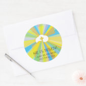 Risen Cloud en kruis met kleurrijke lichtstralen Ronde Sticker (Envelop)